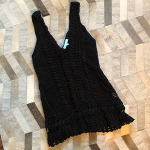 Black crochet swim coverup size m